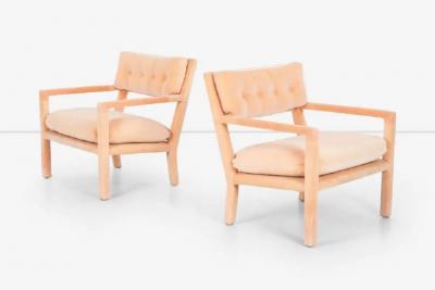 Milo Baughman Pair of Milo Baughman Parsons Style Lounge Pull Up Chairs