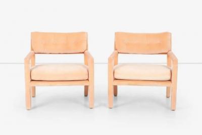 Milo Baughman Pair of Milo Baughman Parsons Style Lounge Pull Up Chairs