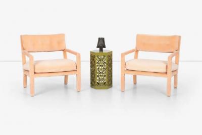 Milo Baughman Pair of Milo Baughman Parsons Style Lounge Pull Up Chairs