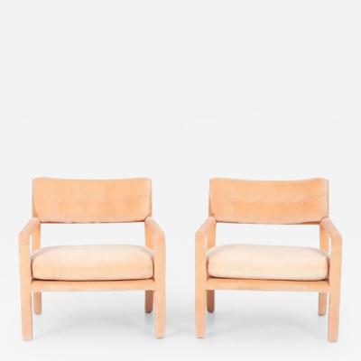 Milo Baughman Pair of Milo Baughman Parsons Style Lounge Pull Up Chairs