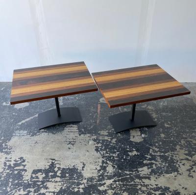 Milo Baughman Pair of Milo Baughman Striped End Tables for Directional