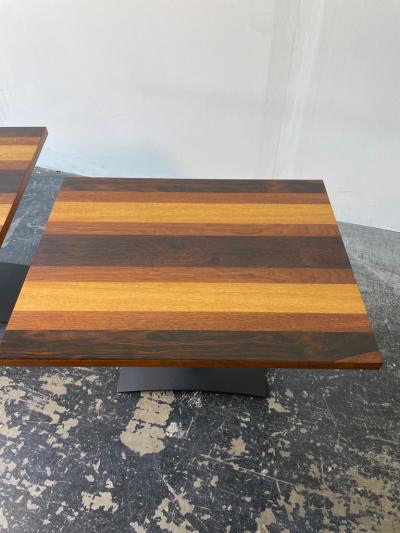 Milo Baughman Pair of Milo Baughman Striped End Tables for Directional