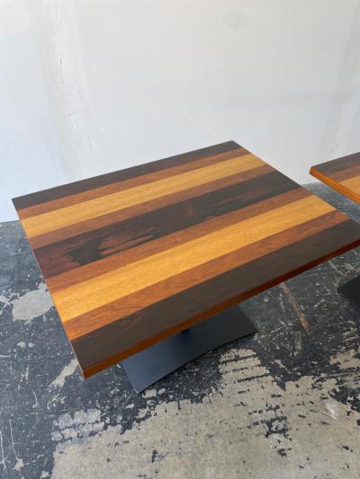 Milo Baughman Pair of Milo Baughman Striped End Tables for Directional
