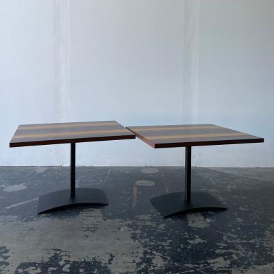 Milo Baughman Pair of Milo Baughman Striped End Tables for Directional