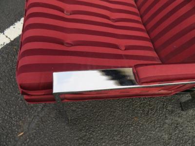 Milo Baughman Pair of Milo Baughman Style Chrome Flat Bar Lounge Chairs Mid Century Modern