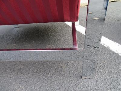Milo Baughman Pair of Milo Baughman Style Chrome Flat Bar Lounge Chairs Mid Century Modern