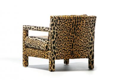 Milo Baughman Pair of Milo Baughman Style Mid Century Parsons Chairs in Leopard Velvet c 1970
