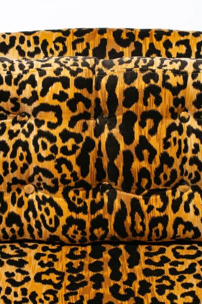 Milo Baughman Pair of Milo Baughman Style Mid Century Parsons Chairs in Leopard Velvet c 1970