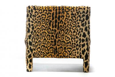 Milo Baughman Pair of Milo Baughman Style Mid Century Parsons Chairs in Leopard Velvet c 1970