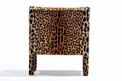 Milo Baughman Pair of Milo Baughman Style Mid Century Parsons Chairs in Leopard Velvet c 1970