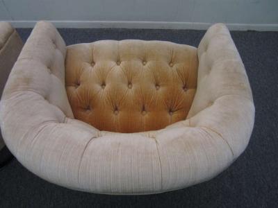 Milo Baughman Pair of Milo Baughman Style Tufted Chrome Barrel Tub Chairs Mid Century Modern