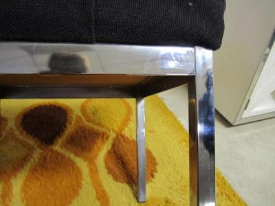 Milo Baughman Pair of Milo Baughman Style Tufted Chrome Stools Mid century Modern