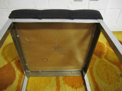 Milo Baughman Pair of Milo Baughman Style Tufted Chrome Stools Mid century Modern
