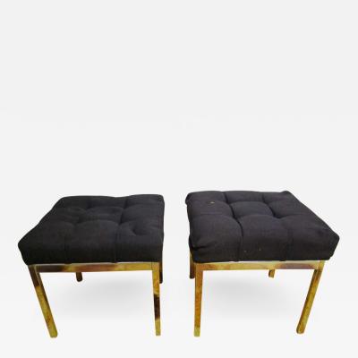 Milo Baughman Pair of Milo Baughman Style Tufted Chrome Stools Mid century Modern