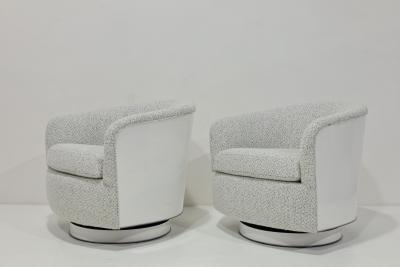Milo Baughman Pair of Milo Baughman Tilt Swivel Lounge Chairs Kelly Wearstler Boucle