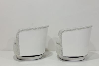 Milo Baughman Pair of Milo Baughman Tilt Swivel Lounge Chairs Kelly Wearstler Boucle