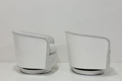 Milo Baughman Pair of Milo Baughman Tilt Swivel Lounge Chairs Kelly Wearstler Boucle