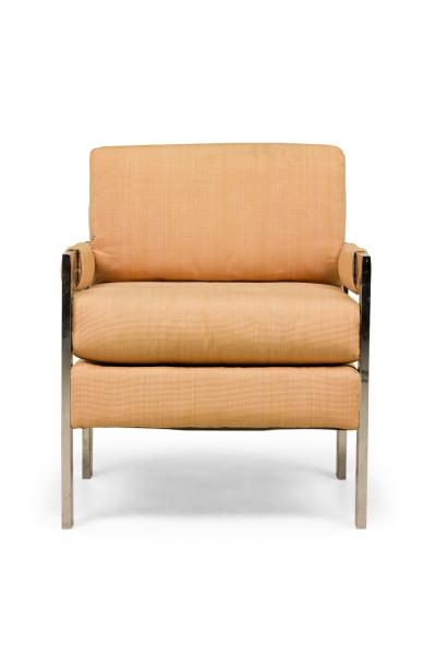 Milo Baughman Pair of Milo Baughman for Directional Polished Chrome Upholstered Armchairs
