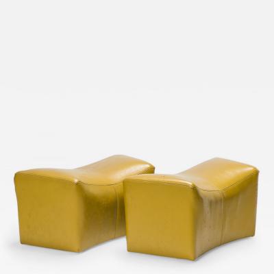 Milo Baughman Pair of Milo Baughman for Thayer Coggin American Mid Century Yellow Leather Sadd