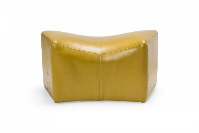 Milo Baughman Pair of Milo Baughman for Thayer Coggin American Yellow Leather Saddle Ottomans