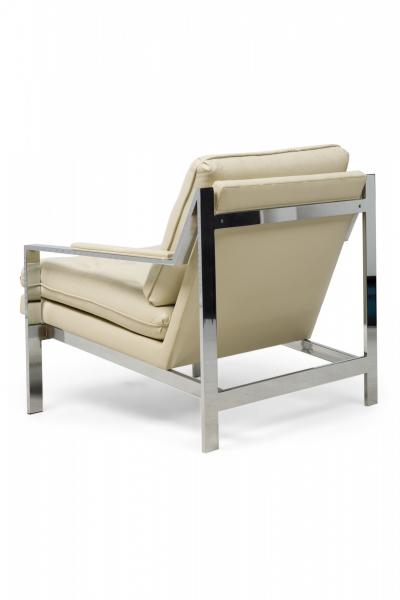 Milo Baughman Pair of Milo Baughman for Thayer Coggin Chrome Leather Upholstered Armchairs