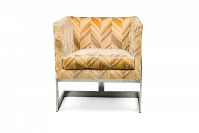 Milo Baughman Pair of Milo Baughman for Thayer Coggin Chrome and Beige T Bar Armchairs