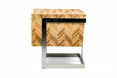 Milo Baughman Pair of Milo Baughman for Thayer Coggin Chrome and Beige T Bar Armchairs