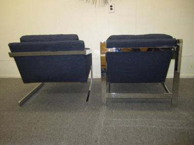 Milo Baughman Pair of Milo Baughman style Matched Mismatched Chrome Lounge Chairs