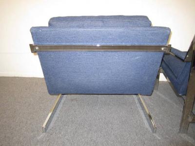 Milo Baughman Pair of Milo Baughman style Matched Mismatched Chrome Lounge Chairs
