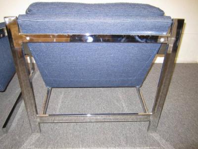 Milo Baughman Pair of Milo Baughman style Matched Mismatched Chrome Lounge Chairs