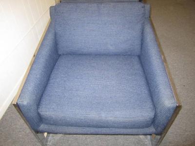 Milo Baughman Pair of Milo Baughman style Matched Mismatched Chrome Lounge Chairs