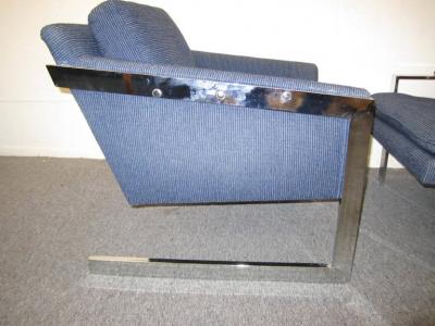 Milo Baughman Pair of Milo Baughman style Matched Mismatched Chrome Lounge Chairs