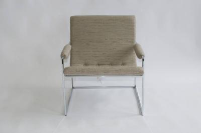 Milo Baughman Pair of Petite Milo Baughman Chrome Lounge Chairs