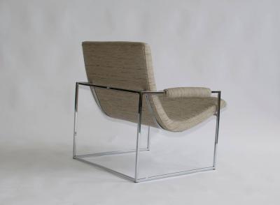 Milo Baughman Pair of Petite Milo Baughman Chrome Lounge Chairs