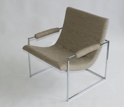 Milo Baughman Pair of Petite Milo Baughman Chrome Lounge Chairs