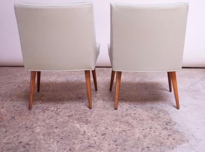 Milo Baughman Pair of Vintage Diminutive Walnut and Leather Slipper Chairs by Milo Baughman