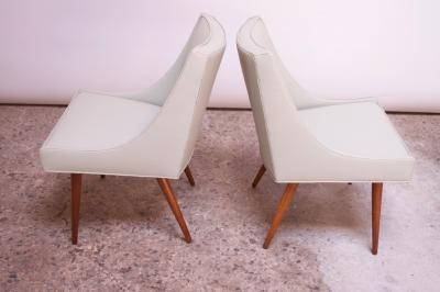 Milo Baughman Pair of Vintage Diminutive Walnut and Leather Slipper Chairs by Milo Baughman