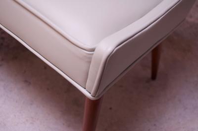 Milo Baughman Pair of Vintage Diminutive Walnut and Leather Slipper Chairs by Milo Baughman