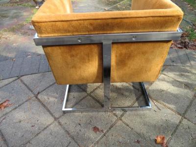 Milo Baughman Petite Milo Baughman Chrome Cube Lounge Chair Mid Century Modern
