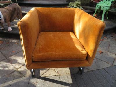 Milo Baughman Petite Milo Baughman Chrome Cube Lounge Chair Mid Century Modern