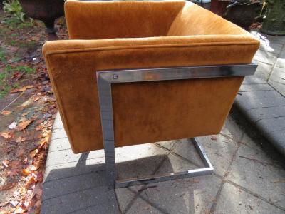 Milo Baughman Petite Milo Baughman Chrome Cube Lounge Chair Mid Century Modern
