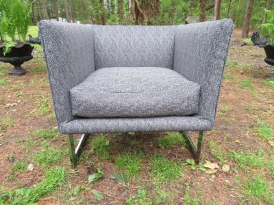 Milo Baughman Petite Milo Baughman Chrome Cube Lounge Chair Mid Century Modern
