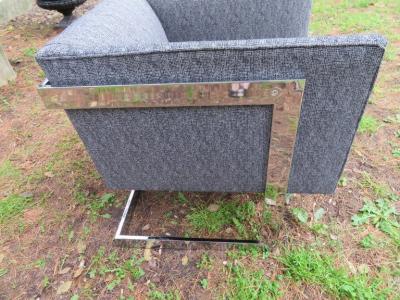 Milo Baughman Petite Milo Baughman Chrome Cube Lounge Chair Mid Century Modern