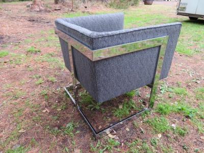 Milo Baughman Petite Milo Baughman Chrome Cube Lounge Chair Mid Century Modern