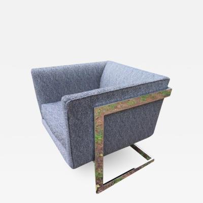 Milo Baughman Petite Milo Baughman Chrome Cube Lounge Chair Mid Century Modern