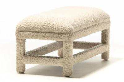 Milo Baughman Post Modern Milo Baughman Parsons Style Bench in Ivory White Boucl circa 1980s