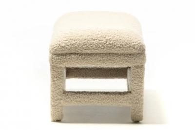 Milo Baughman Post Modern Milo Baughman Parsons Style Bench in Ivory White Boucl circa 1980s