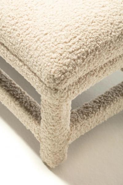Milo Baughman Post Modern Milo Baughman Parsons Style Bench in Ivory White Boucl circa 1980s