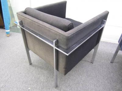 Milo Baughman Rare Pair of Milo Baughman Solid Flat Bar Chrome Cube Chairs Mid Century Modern