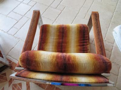 Milo Baughman Rare Pair of Super Wide Chrome Bar Milo Baughman Thayer Coggin Lounge Chairs